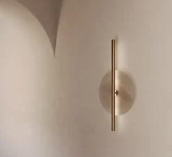 Applique murale, Point, A1328, vieil or, albâtre, LED, dim, 2700K, 1500 lm, L30cm, H60cm - Aromas del Campo