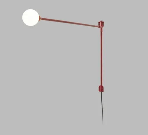Applique murale, Potence pivotante mini, réédition de Charlotte Perriand, rouge, L8cm, H50cm - Nemo Lighting