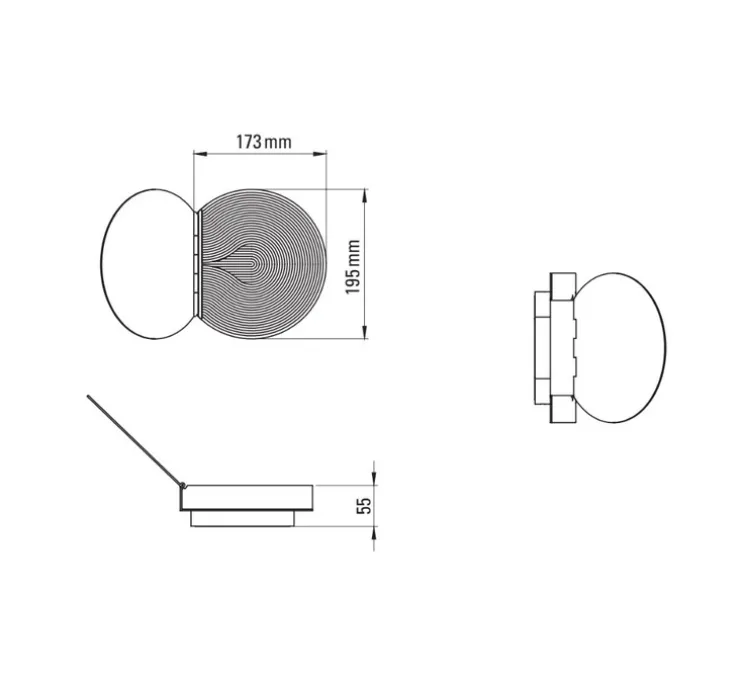 Applique murale, Poudrier, or, IP44, LED, dim, 2700K, 800 lm, L17,3cm, H19,5cm - DCW éditions Paris