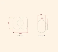 Applique murale, Poutou, chrome, IP44, L18cm, H15cm - Margaux Keller Collections