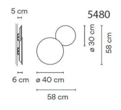 Applique*Vibia Applique murale, Puck wall 5480, , LED, dim, 2700K, 953 lm, L58cm, P58cm - gris