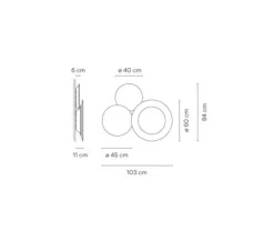 Applique*Vibia Applique murale, Puck wall 5491, marron et gris, LED, dim, DALI, 2700K, 4307 lm, H84cm, L103cm, P11cm - gris et marron