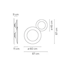 Applique*Vibia Applique murale, Puck Wall Art 5487, marron M1 et gris D1, LED, dim, DALI-2, 2700K, 2388lm, L87cm, H87cm - marron M1 et gris L1