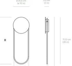 Applique*Darmes Applique murale, Ra Wall courte, , LED, dim, 3000K, 1200 lm, L25,5cm, H71,12cm - or