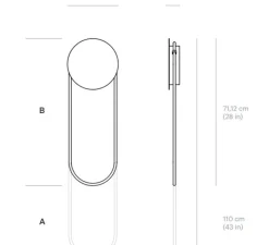 Applique*Darmes Applique murale, Ra Wall longue, , L25,5cm, H110cm - Noir sablé