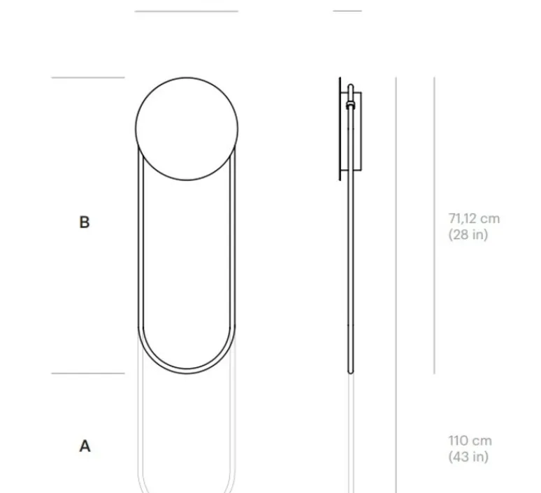 Applique*Darmes Applique murale, Ra Wall longue, , L25,5cm, H110cm - Noir sablé