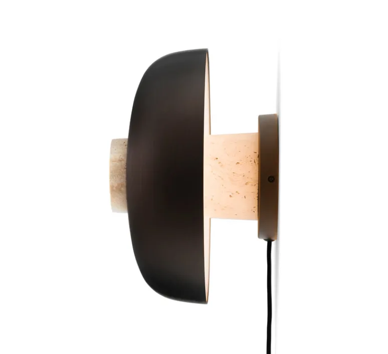 Applique*Audo Copenhagen Applique murale, Reverse, avec câble, , LED, dim, 2200-3001K, 460 lm, Ø24,3cm, H15,7cm - bronze, travertin