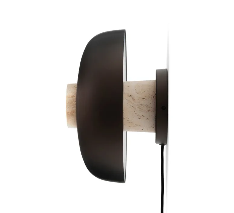 Applique*Audo Copenhagen Applique murale, Reverse, avec câble, , LED, dim, 2200-3001K, 460 lm, Ø24,3cm, H15,7cm - bronze, travertin