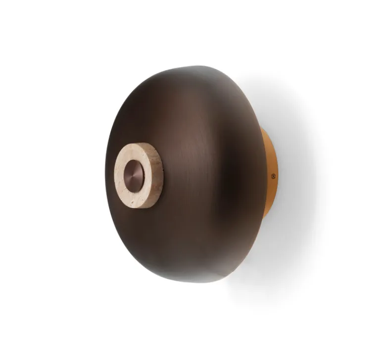 Applique*Audo Copenhagen Applique murale, Reverse, , LED, dim, 2200-3000K, 460 lm, Ø24,3cm, H15,7cm - bronze, travertin