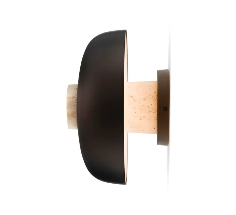 Applique*Audo Copenhagen Applique murale, Reverse, , LED, dim, 2200-3000K, 460 lm, Ø24,3cm, H15,7cm - bronze, travertin
