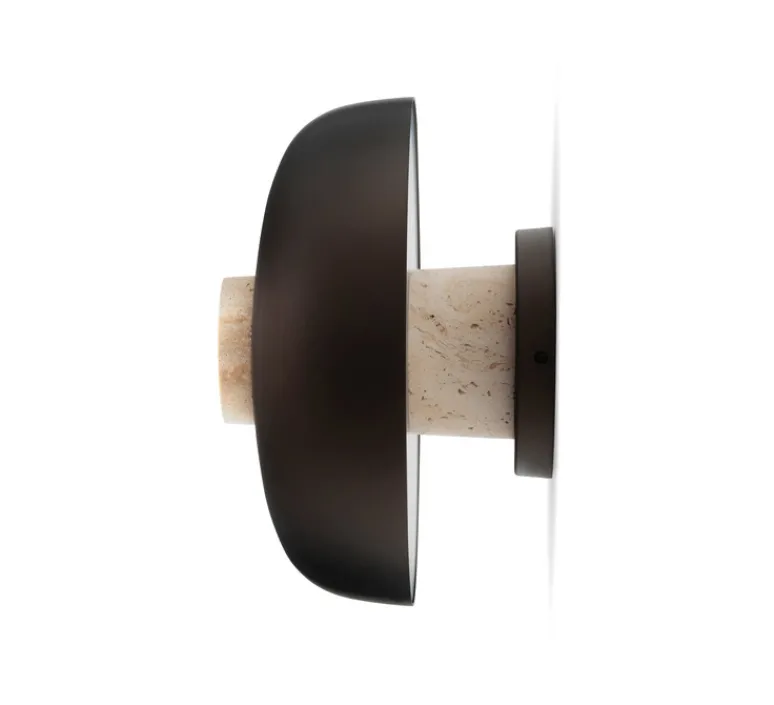 Applique*Audo Copenhagen Applique murale, Reverse, , LED, dim, 2200-3000K, 460 lm, Ø24,3cm, H15,7cm - bronze, travertin