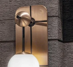 Applique*Bert frank Applique murale, Rift, , IP44, Ø12,5cm, H36,5cm - Opal, noir, laiton