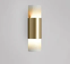 Applique murale, Roma, laiton satiné et albâtre, LED, dim, 2700K, H19cm - CTO lighting