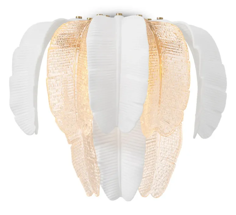 Applique*Eichholtz Applique murale, Saint Lucia, , L45cm, H35,5cm - blanc, verre texturé