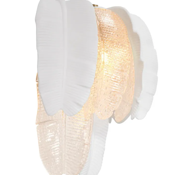 Applique*Eichholtz Applique murale, Saint Lucia, , L45cm, H35,5cm - blanc, verre texturé