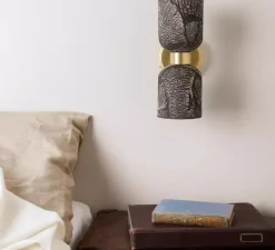 Applique*Mullan Lighting Applique murale, Sakura, , L11cm, H29cm - argile noir, laiton satiné