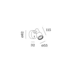 Applique murale, Sara Snooze, noir et or, Ø8,5cm, H11,5cm - Wever & Ducré