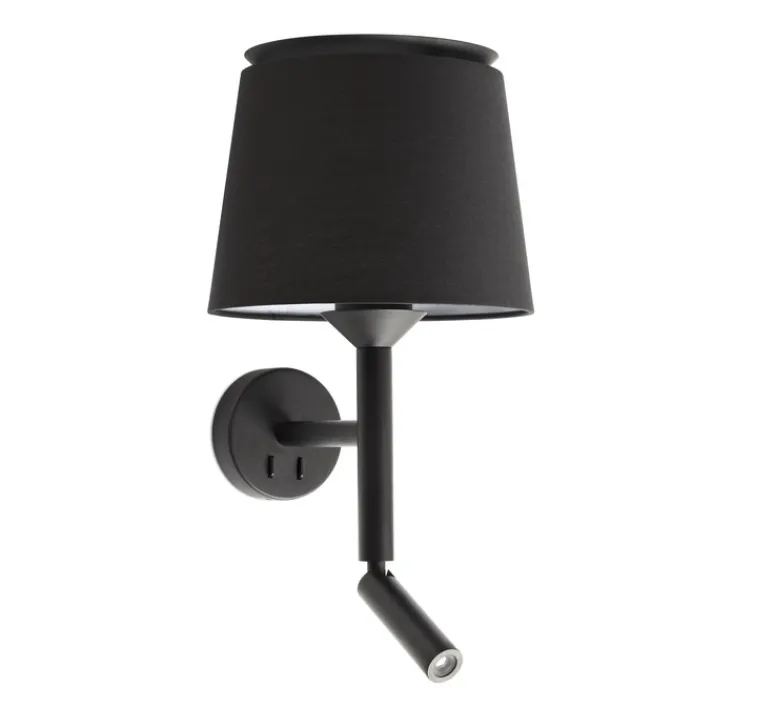 Applique*Faro Applique murale, Savoy, liseuse, , LED, 3000K, 160lm, L23cm, H50cm - noir