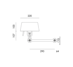 Applique murale, Set 2x Bolt Bed underfit install, sans câble, Blanc, L29cm, H27cm - Tonone