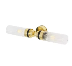 Applique murale, Severn, laiton poli, verre prismatic, L47cm, H7,5cm - Mullan Lighting