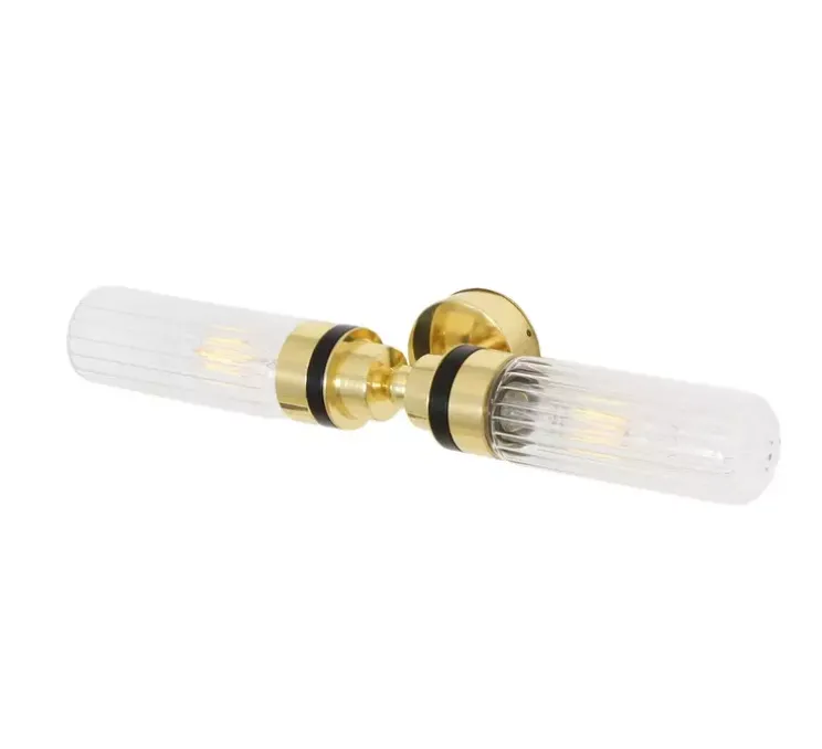 Applique murale, Severn, laiton poli, verre prismatic, L47cm, H7,5cm - Mullan Lighting