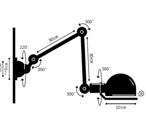 Applique murale, Signal 2 bras, SI331, Bleu Saphir brillant, L70cm, H30cm - Jieldé