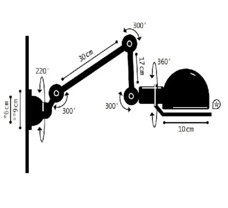Applique murale, Signal 2 bras, SI371, Vert Vespa, Ø10cm, H47cm - Jieldé