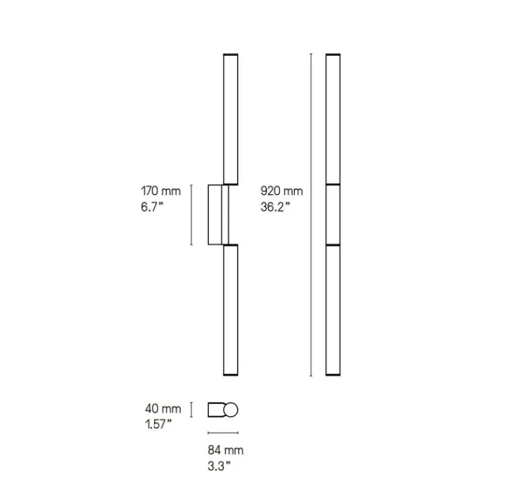 Applique*CVL Applique murale, Signal double 920, , LED, dim, 2700K, 1340 lm, L4cm, H92cm - laiton satiné