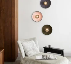 Applique*Market Set Applique murale, Singapour, cannage, , Ø40cm, H22cm - amande et anthracite