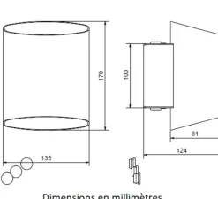 Applique murale, Sinne, Graphite, IP44, L12,4cm, H17cm - Belid