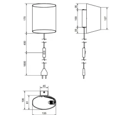Applique murale, Sinne, Laiton,noir,avec câble, Ø13,5cm, H17cm - Belid