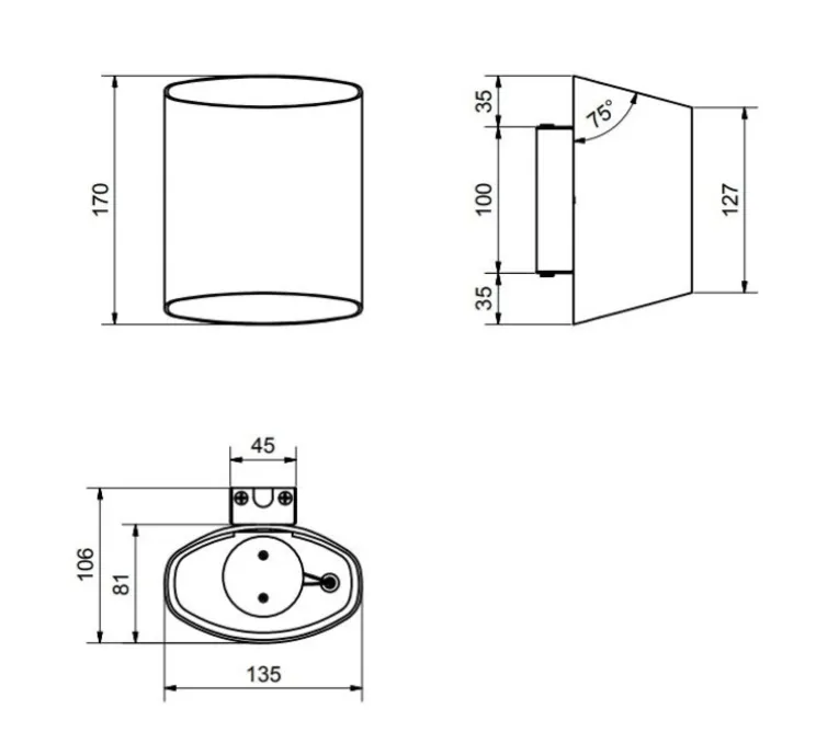 Applique murale, Sinne, Noir, laiton, LED, 3000K, 600 lm, Ø13,5cm, H17cm - Belid