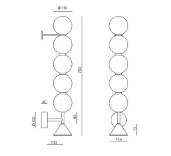 Applique murale, Soko, marbre blanc, laiton antique, LED, 2700K, 1500 lm, L12cm, H75cm - Aromas del Campo