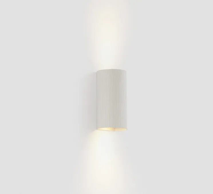 Applique murale, Sole 2L, cannelée, blanc, L8cm, H15,5cm - Faro