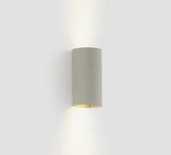 Applique murale, Sole 2L, cannelée, gris, L8cm, H15,5cm - Faro