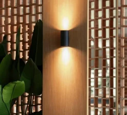 Applique murale, Sole 2L, cannelée, noir, L8cm, H15,5cm - Faro