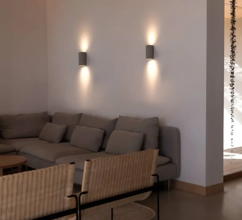 Applique*Faro Applique murale, Sole 2L, lisse, , L8cm, H15,5cm - gris