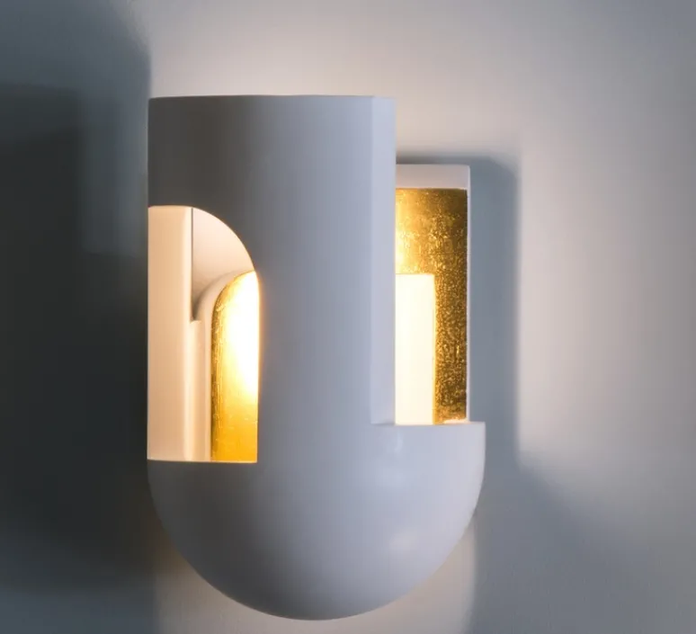 Applique*DCW éditions Paris Applique murale, Soul Story 3 feuille d'or, , LED, dim, 2700K, 250 lm, L18,5cm, H28,7cm - blanc et or