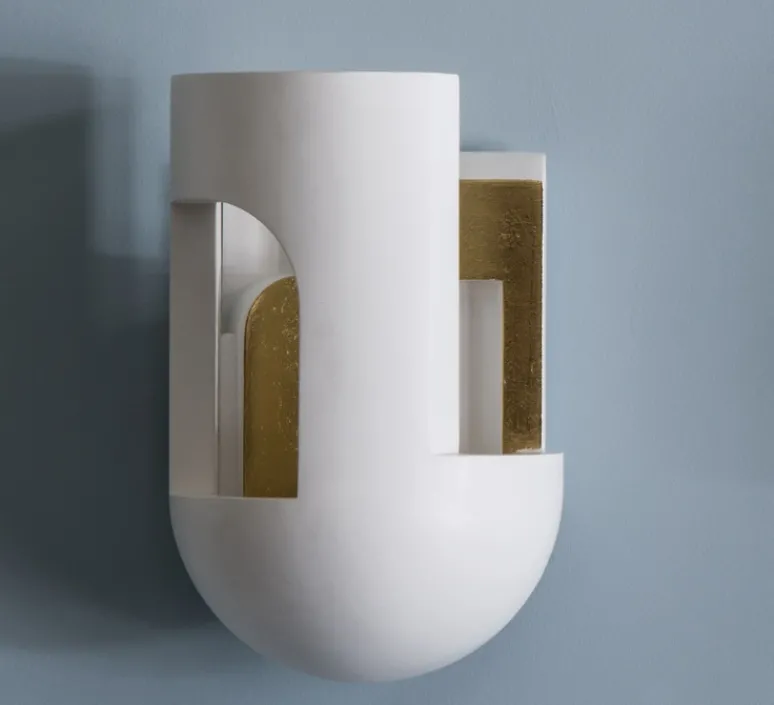 Applique*DCW éditions Paris Applique murale, Soul Story 3 feuille d'or, , LED, dim, 2700K, 250 lm, L18,5cm, H28,7cm - blanc et or