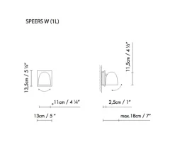 Applique murale, Speers W 1L, noir, LED, 1100lm, 2700k, L13,5cm, H13,5cm - Blux