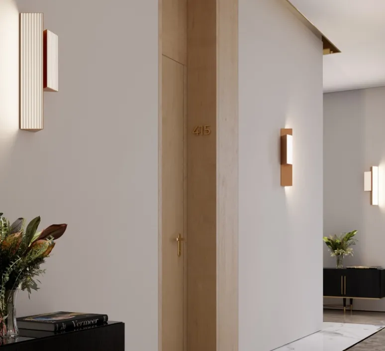 Applique*Contardi Applique murale, Stick, double, , LED, dim, 2700K, 3750 lm, L19,6cm, H60cm - cuivre satiné