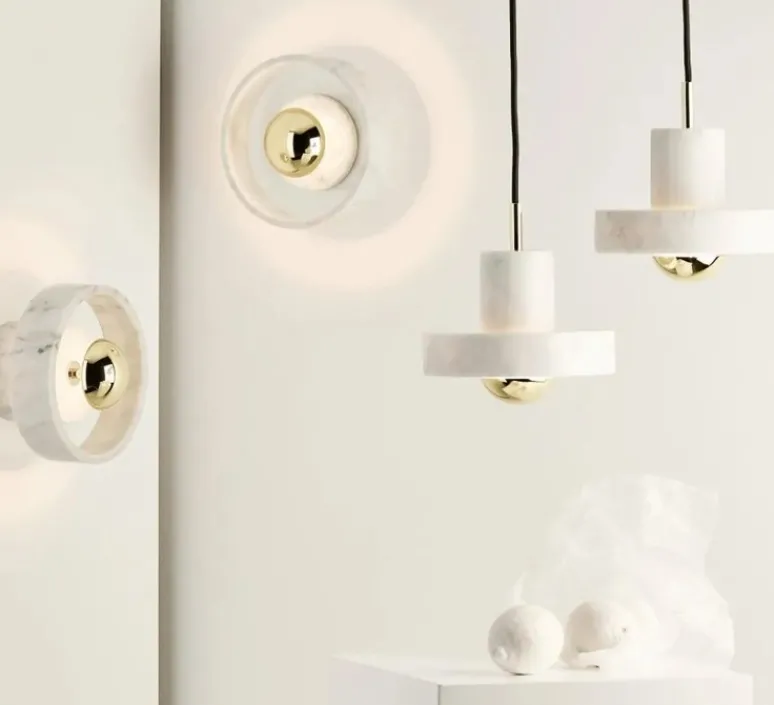 Applique*Tom Dixon Applique murale, Stone, , IP44, LED, dim, 3000k, 360 lm, L18cm, H18cm - blanc, or