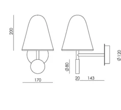 Applique*Aromas del Campo Applique murale, Stor, A1332, , LED, dim, 2700K, 450 lm, L17cm, H30cm - nickel mat, marbre marron