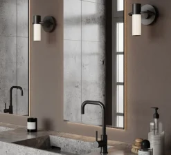 Applique*CVL Applique murale, Storm, graphite satiné, IP44, 3000K, 470lm, Ø15,5cm, H19cm - laiton