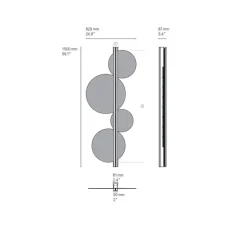 Applique*CVL Applique murale, Strate Moon 150, , LED, dim, 2700K, 6100 lm, L62,9cm, H150cm - graphite satiné, laiton satiné