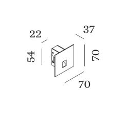 Applique*Wever&Ducré Applique murale, Stripe 0.7, , LED, 3000K, 11/20 lm, L7cm, H7cm - aluminium brossé