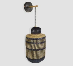 Applique*Golden Editions Applique murale, Stripe, , Ø17cm, H32cm - naturel, bleu foncé