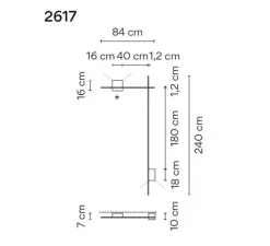 Applique murale, Structural 2617, gris clair, LED, dim, 3000K, 1416 lm, L84cm, H240cm - Vibia