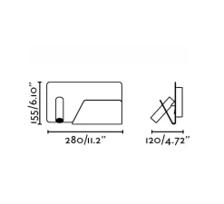 Applique*Faro Applique murale, Suau, liseuse à droite, gris, LED, plaque de rangement, USB, L28cm - argent