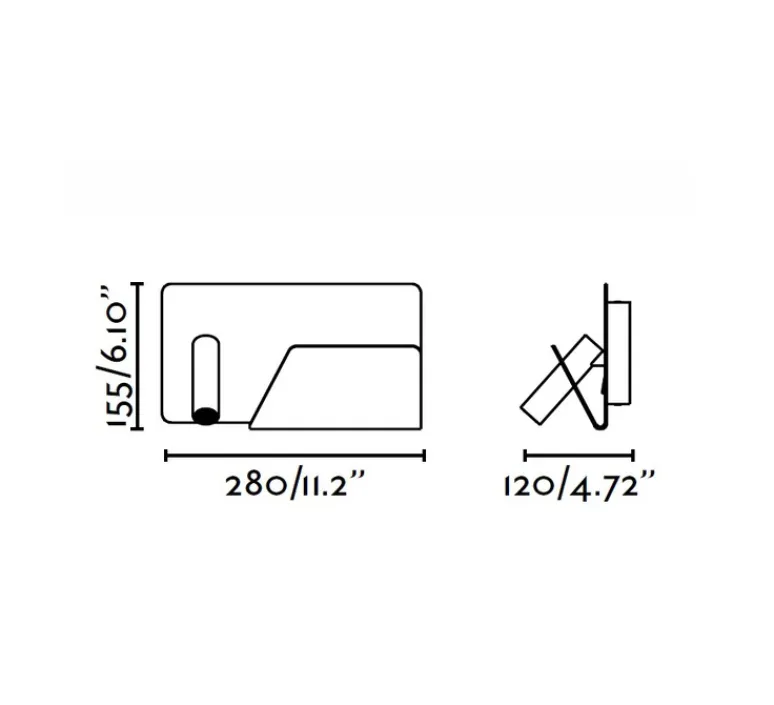 Applique*Faro Applique murale, Suau, liseuse à droite, gris, LED, plaque de rangement, USB, L28cm - argent